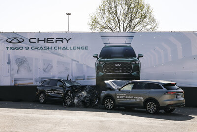 Две модели Chery TIGGO9 прошли испытание на лобовое столкновение на скорости 50 км/ч